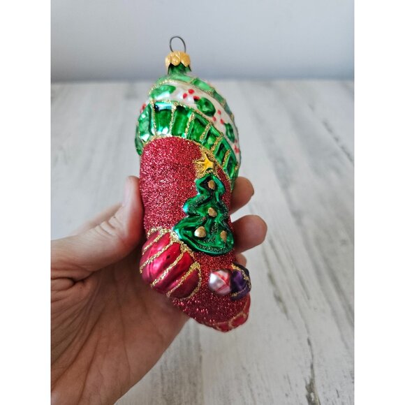 Owc old world Cat stocking glitter ornament vintage Xmas toys tree - Picture 9 of 9